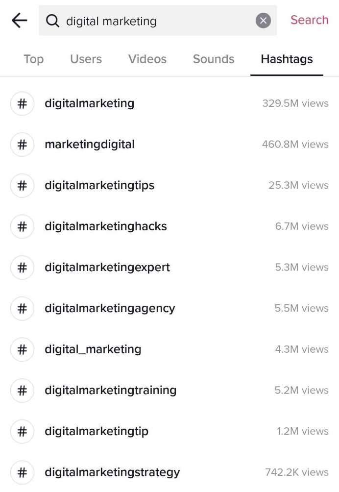 marketing hashtags