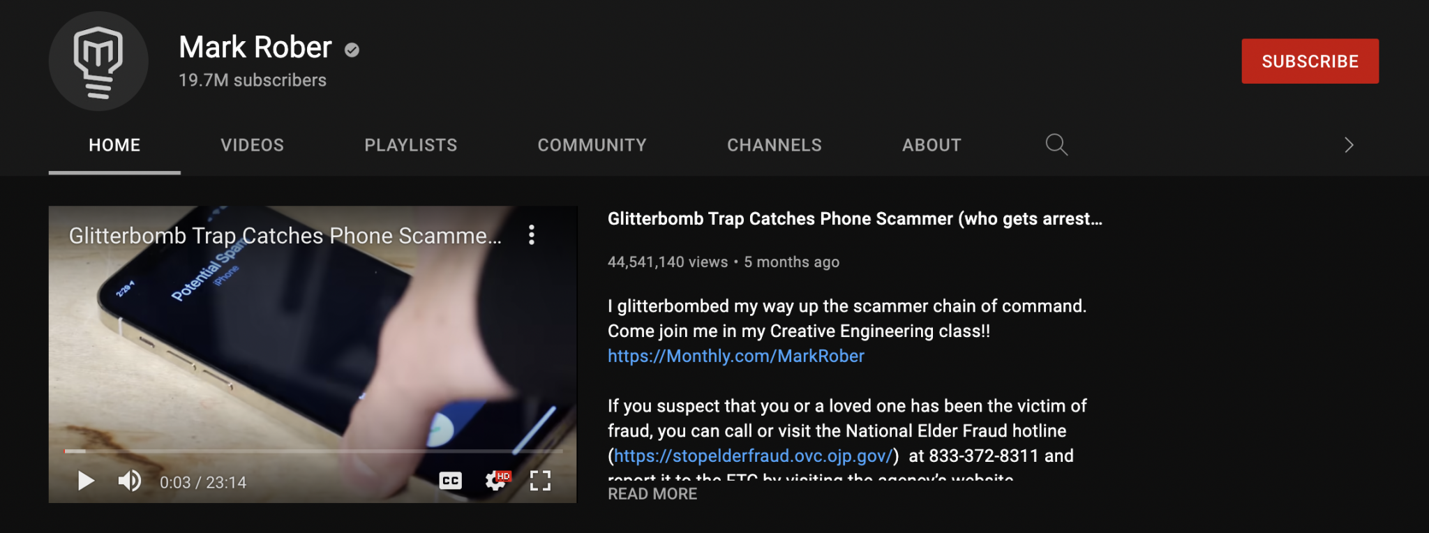 YouTube channel trailer