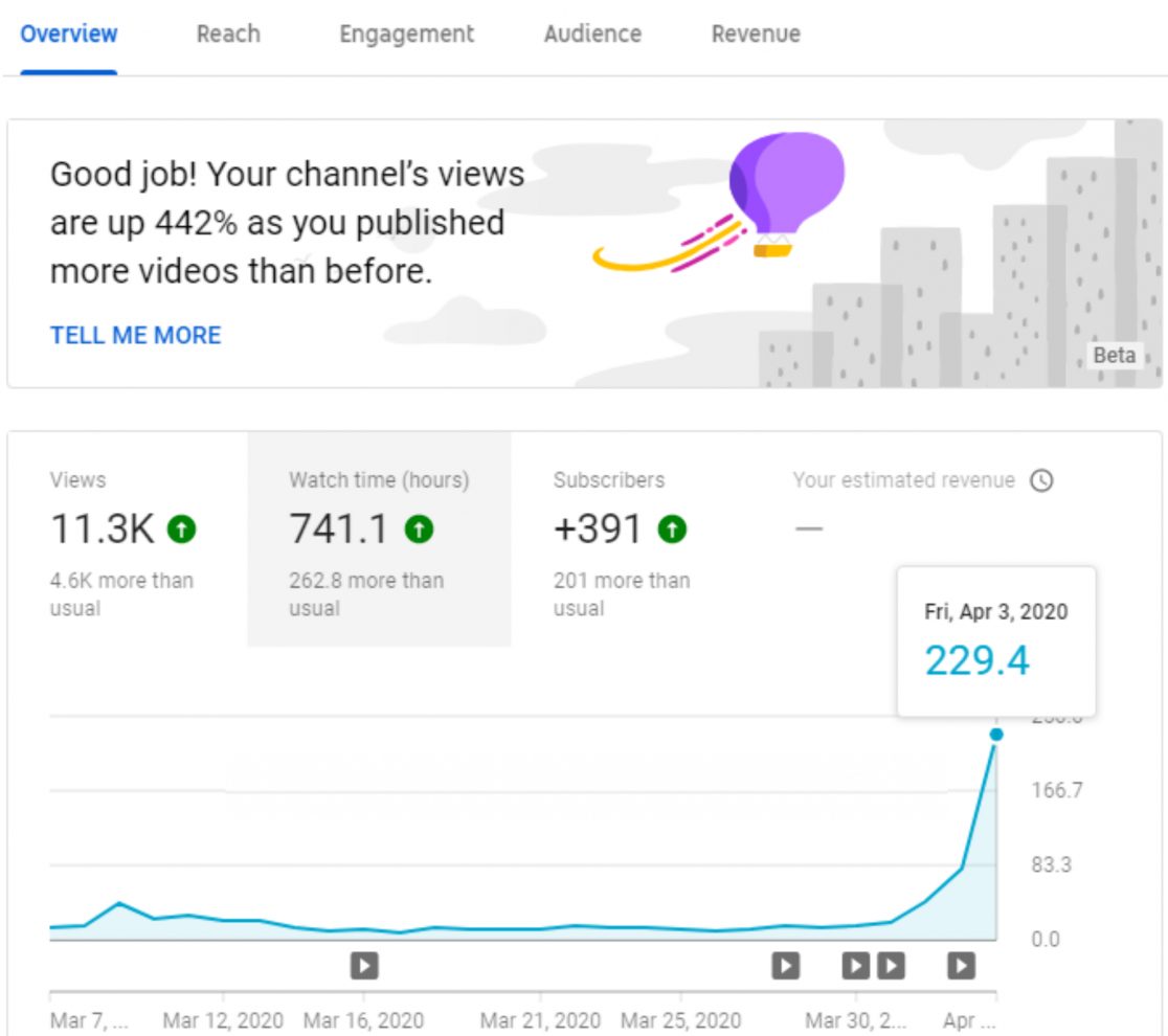 YouTube watch hours analytics