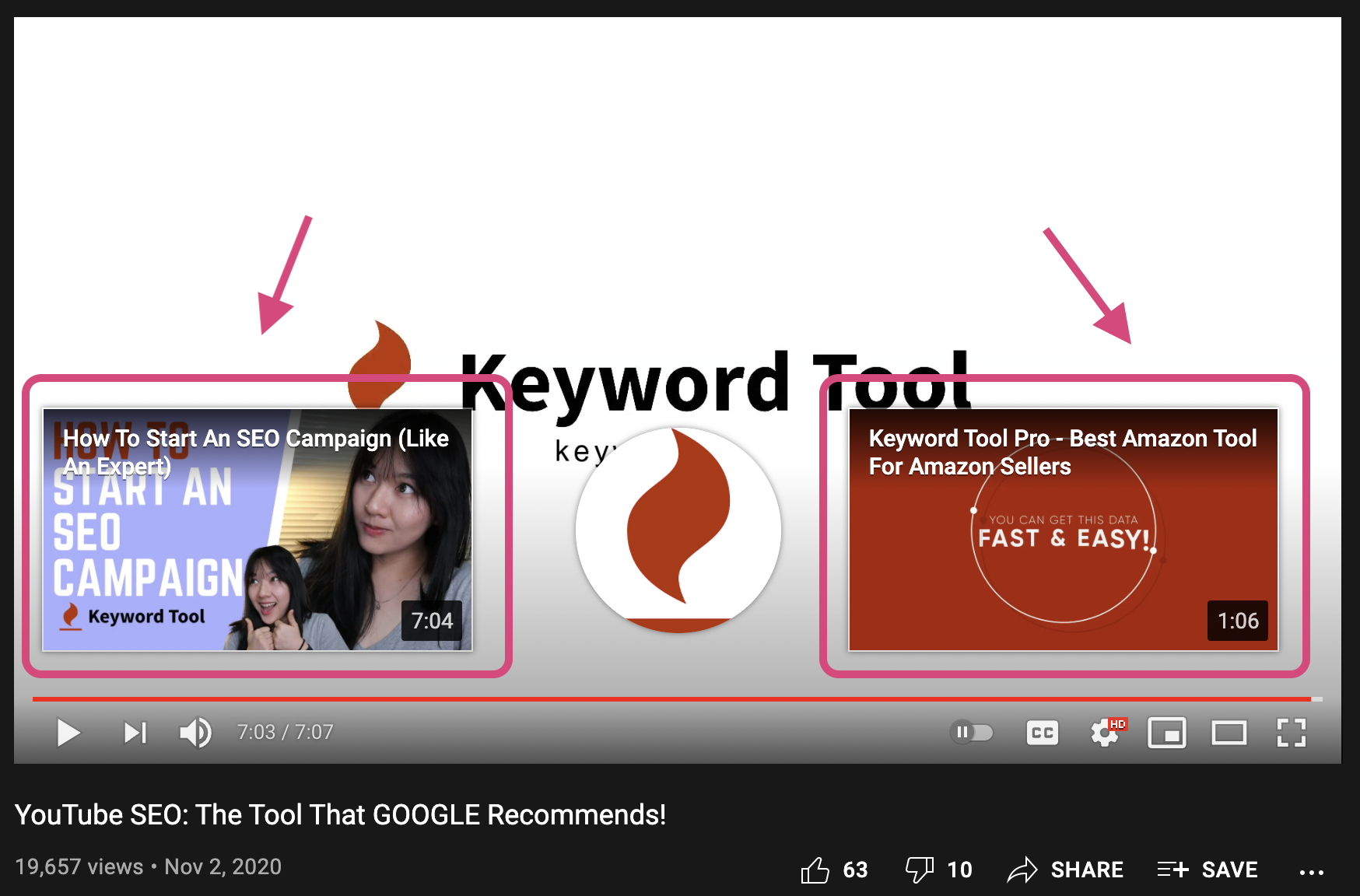 YouTube video end cards