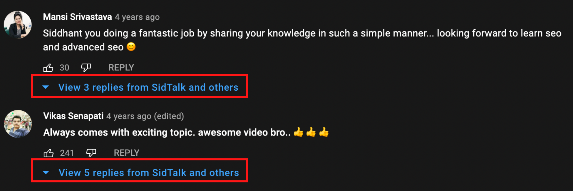 YouTubers engaging in comments