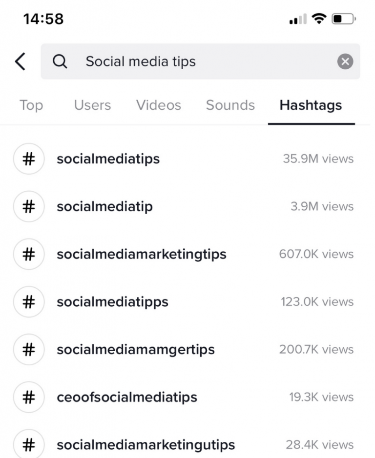 TikTok hashtags